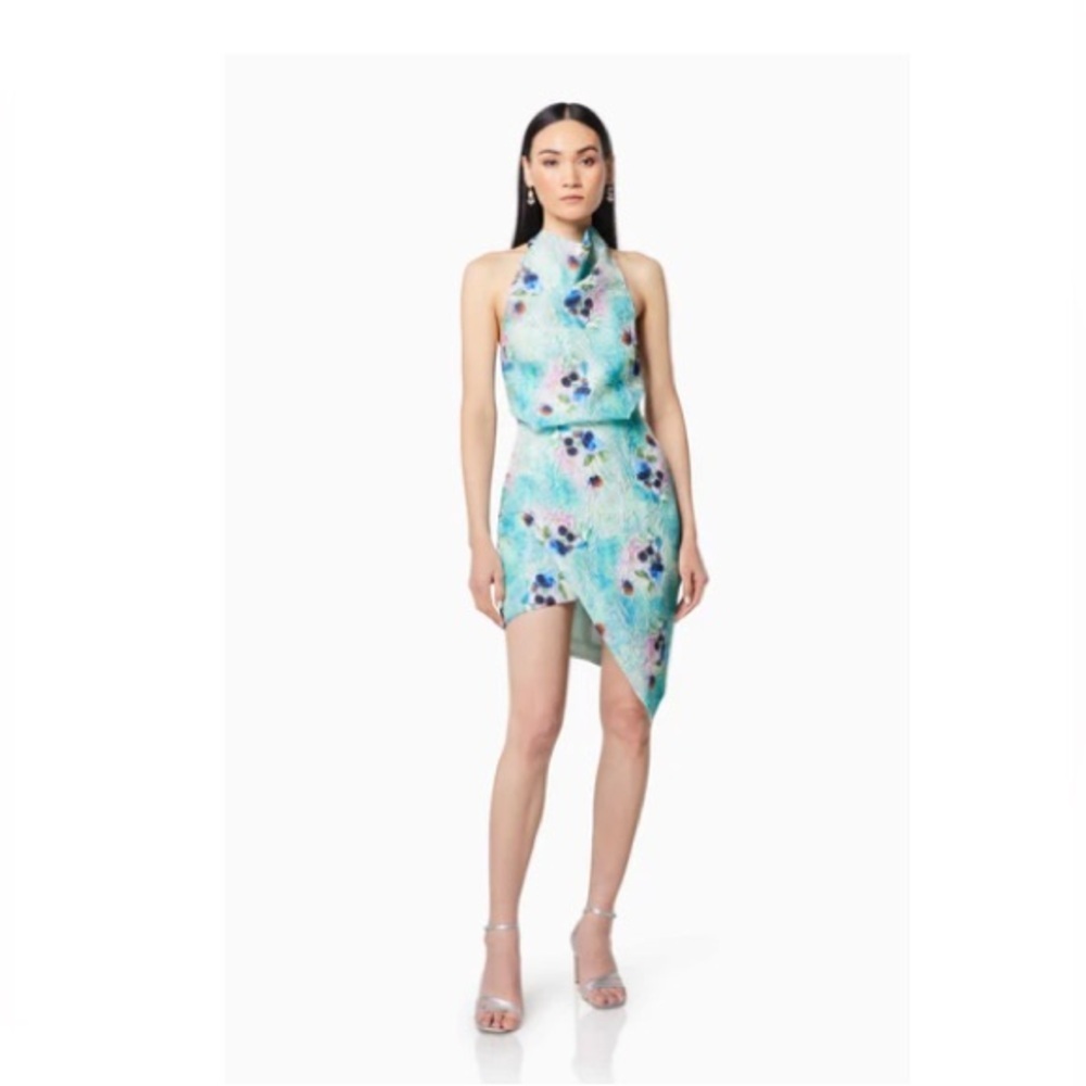 Elliatt Vixen Halter Mini Dress	in Green Blue Multi Size Small - Picture 5 of 11
